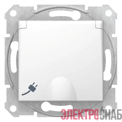 Розетка 1-м СП 1мод. Sedna 16А IP20 250В с заземл. защ. шторки с крышкой механизм бел. SchE SDN3100121