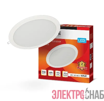 Светильник светодиодный RLP 24Вт 4000К IP40 1440лм 230В 300мм круглый встраив. панель бел. IN HOME 4690612007991