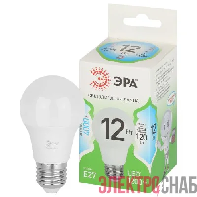 Лампа светодиодная GREEN LINE A60-12W-840-E27 GL 12Вт груша 4000К яркий свет бел. E27 Эра Б0067107