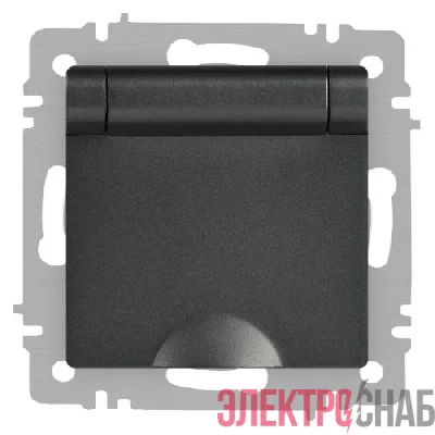 Розетка 1-м СП Accent 6-203-07 16А IP20 250В 2P+E Schuko с крышкой AL/CU графит Intro Б0063441
