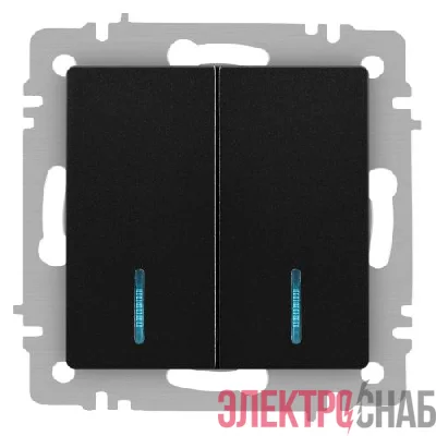Выключатель 2-кл. СП Accent 6-105-05 10А IP20 250В с подсветкой AL/CU антрацит Intro Б0063516