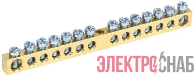 Шина PEN &quot;земля-ноль&quot; 6х9мм 14/1 (14групп/крепеж по центру) IEK YNN10-14-100