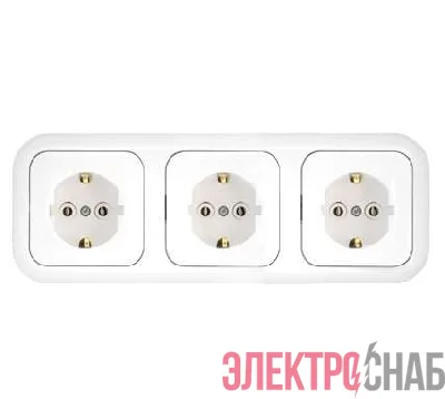 Розетка 3-м СП 16А IP20 с заземл. бел. Bylectrica РС16-353