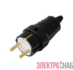 Вилка штепсельная 16А с заземл. каучук черн. Bylectrica В16-362