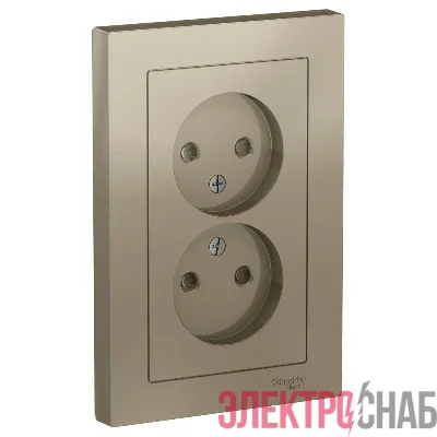 Розетка 2-м СП AtlasDesign 16А IP20 без заземл. защ. шторки в сборе шампань SE ATN000522