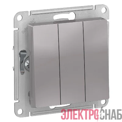 Выключатель 3-кл. СП AtlasDesign 10А IP20 (сх. 1+1+1) 10AX механизм алюм. SE ATN000331