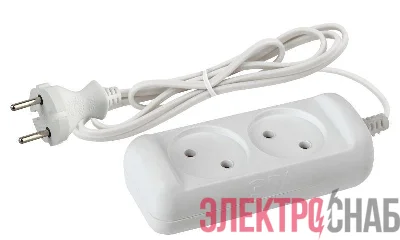 Удлинитель 2х1.5м без заземл. 6А IP20 UX-2-1.5m ШВВП 2х0.75 Эра Б0038557