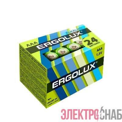 Элемент питания алкалиновый AAA/LR03 1.5В Alkaline BP-24 (уп.24шт) Ergolux 14213