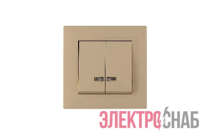 Выключатель 2-клав. с подсветкой Karea RIZZ крем Makel 88010023