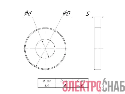 Шайба плоская усиленная M6 (уп. 400шт) EKF shplus6