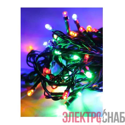 Гирлянда светодиодная 80LED зел. провод 8.8м (7.3+1.5) расстояние между лампами 10см 8 режимов мигания IP20 мультиколор Космос KOC_GIR80LED_RGB