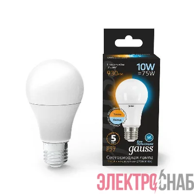 Лампа светодиодная Black 10Вт A60 грушевидная 2700-4100К E27 930лм с измен. цветов. темпер. GAUSS 102502110-T