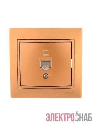 Розетка компьютерная 1-м СП Mira RJ45 зол. метал. LEZARD 701-1313-139