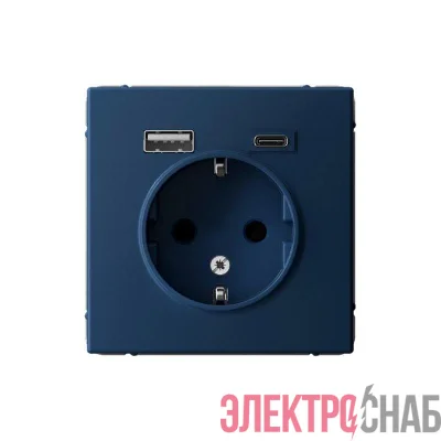 Розетка ArtGallery 16А с 2-мя заряд. устройствами USB A+C 5В/2.4А/3А 2х5В/1.5А механизм аквамарин SE GAL001132