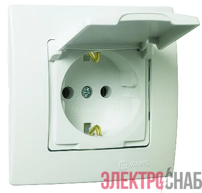 Розетка Lillium с заземл. и крышкой Makel 32001029