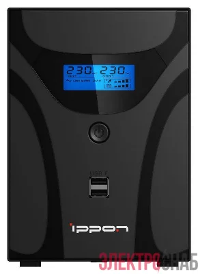 Источник бесперебойного питания Smart Power Pro II Euro 1200 720Вт 1200В.А черн. IPPON 1029740