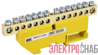 Шина PE "земля" на DIN-изол. ШНИ-8х12-14-Д-Ж IEK YNN10-812-14D-K05