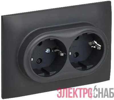 Розетка 2-м SKANDY 16А с заземл. защ. шторки в сборе SK-R07T титан IEK SK-R24-16-K48-F