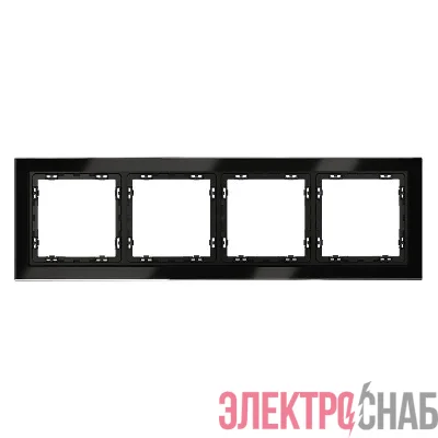 Рамка 4-м S70 стеклян. черн. Voltum VLS110408