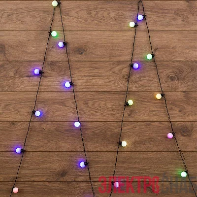 Гирлянда "LED-Шарики" 5м d=30мм 25LED RGB темно-зел. провод 6Вт 220В IP20 NEON-NIGHT 303-569