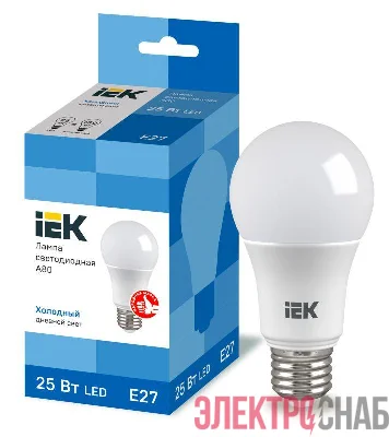 Лампа светодиодная 25Вт A80 грушевидная 6500К холод. бел. E27 230В IEK LLE-A80-25-230-65-E27
