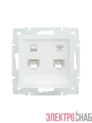 Розетка компьютерная + телефонная 1-м СП Vesna механизм бел. LEZARD 742-0288-143