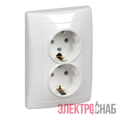 Розетка 2-м СП Sedna без защ. шторок с заземл. бел. SchE SDN3000621