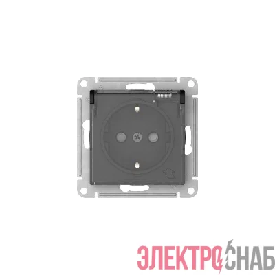 Розетка AtlasDesign Aqua 16А IP44 с заземл. защ. шторки с прозр. крышкой быстрозажим. клем. механизм карбон SE ATN441046S
