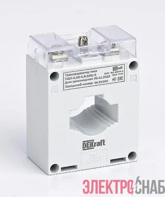 Трансформатор тока ТШП-0.66 0.5 100/5 5В.А d30мм DEKraft 50134DEK