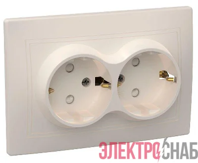 Розетка 2-м СП Кварта РСш12-3-Км 16А IP20 с заземл. защ. шторки керамика крем. IEK ERK24-K33-16-K