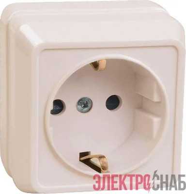 Розетка 1-м ОП Октава РС20-3-ОКм 16А IP20 с заземл. крем. GENERICA ERO11-K33-16-DC