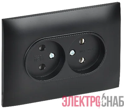 Розетка 2-м SKANDY 10А без заземл. без защ. шторок в сборе SK-R10Bl черн. IEK SK-R20-10-K02-F