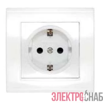 Розетка 1-м СП Бриллиант 16А IP20 с заземл. защ. шторки бел. UNIVersal 7947632