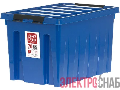 Ящик 589х396х355 мм с крышкой и клипсами, на роликах, синий Rox Box 70Д Rox Box 70Д