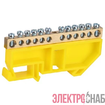 Шина PE земля на DIN-изоляторе ШНИ-6х9-12-Д NO-224-91 желт. Эра Б0062837