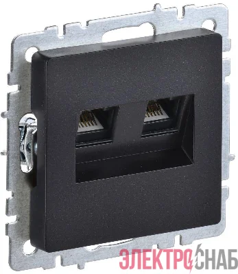 Розетка компьютерная двойн. СП RJ45 кат.5E BRITE РК10-2-БрЧ механизм черн. IEK BR-K20-1-K02