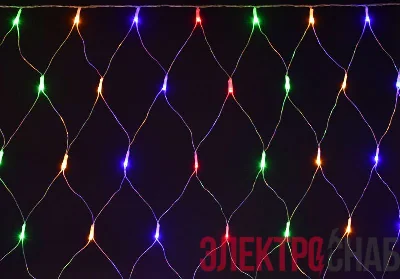 Гирлянда "Сеть" 1.5х1.5м 160LED RGB IP20 провод прозр. 230В с контроллером 8 режимов IEK LGDB410-3-160-L1-T-S-44