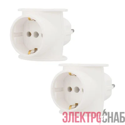 Разветвитель 3-м (1-м - с заземл.) 16А IP20 универс. бел. (уп.2шт) Rexant 11-1080-2