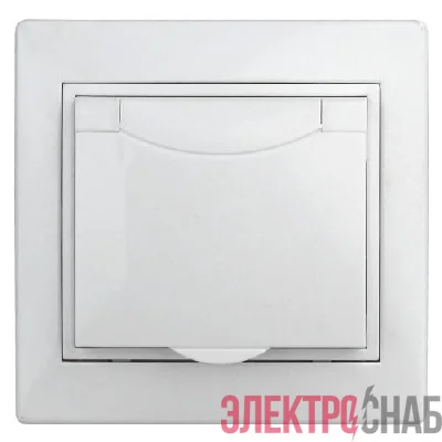 Розетка 1-м СП Plano 1Э-203-01 16А IP20 250В 2P+E Schuko защ. крышка без лапок бел. Intro Б0038829