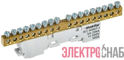 Шина L &quot;фаза&quot; неизол. на универс. держ. 6х9-18-Ср TEKFOR IEK TF-NN10-18-DL-K03
