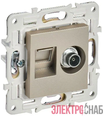 Розетка двойная TV+RJ45 кат.5E SKANDY SK-A14Sh шампань IEK SK-AK20-1-K37