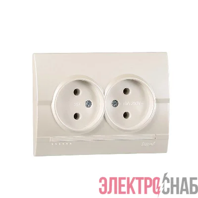 Розетка 2-м СП Deriy 16А IP20 без заземл. керамика жемчуж./бел. метал. LEZARD 702-3030-128