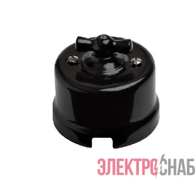 Выключатель проходной поворотный 1-кл. ОП Лизетта 10А IP20 ретро 2 полож. керамика черн. Bironi B1-201-03