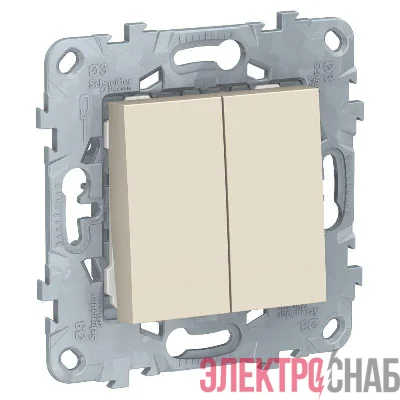Переключатель 2-кл. UNICA NEW 2х(сх.6) 10AX 250В беж. SchE NU521344