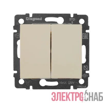 Выключатель 2-кл. СП Valena 10А IP31 250В механизм сл. кость Leg 774305