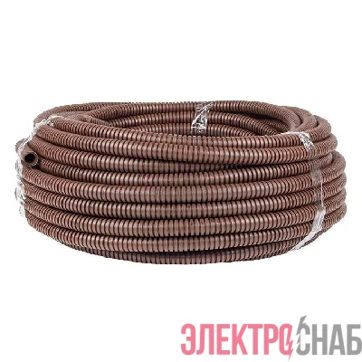 Труба гофрированная ПВХ d16мм с протяжкой темн. дерево (уп.25м) Plast PROxima EKF tg-z-16d