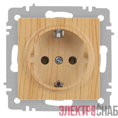 Розетка 1-м СП Accent 6-202-11 16А IP20 250В 2P+E Schuko сосна Intro Б0063706