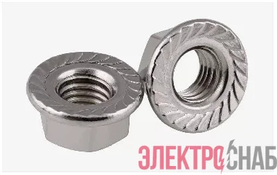 Гайка М8 DIN 6923 с препятствующ. откручиванию насечкой оцинк. (уп.100шт) Промрукав PR08.2367