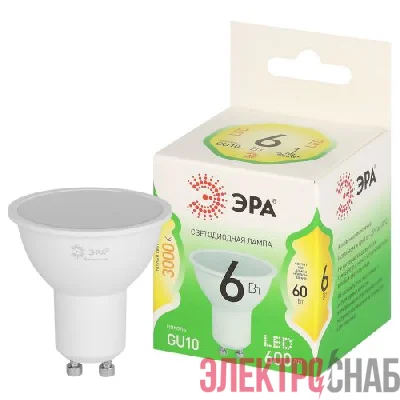 Лампа светодиодная GREEN LINE MR16-6W-830-GU10 GL 6Вт софит 3000К свет тепл. GU10 Эра Б0067075