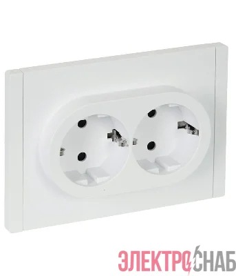Розетка 2-м СП FORTE&PIANO FP223 16А с заземл. защ. шторки безвинт. крепл. бел. IEK FP-R24-16-1-K01
